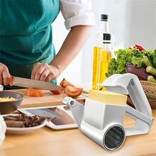 1pc Handheld Cheese Grater, Home Use Cheese Shredder, Manual Rotary Cheese Grater, Reusable Hard Cheese Chocolate Nut Shredder, Kitchen Gadget - White - View 1