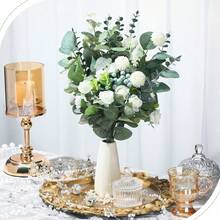 3/30/60/120pcs Mixed Eucalyptus Leaves & Stems, Artificial Silver Dollar Eucalyptus Leaves, Dried Eucalyptus Bunches, Wedding Vase Floral Decor - Green - View 8