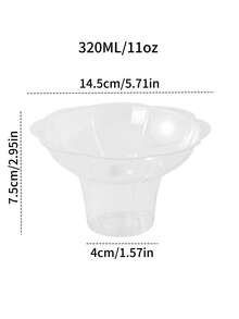 Coppetta di plastica per gelato da 320ml con manico, ciotola da dessert trasparente adatta per yogurt ghiacciato, insalata di frutta e ghiaccio tritato, coppetta per granita a tenuta stagna, adatta per feste e asporto - trasparente - Visualizzare 3