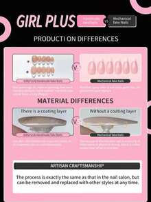 Vintage Amber Acrylic Press On Nails With Gold Cross & Floral Decor, Short Square False Nails - Pink - View 9