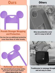 2个/1个/套 1盎司（30毫升）洗手液喷雾瓶保护套，26个花卉字母珍珠吊坠喷雾瓶标记，以及硅胶米老鼠耳朵造型喷雾瓶防摔防撞保护套，珍珠手链设计，方便携带，可挂在包包、钥匙或儿童背包上，耐磨、防水、可清洗、可重复使用，适用于洗手液喷雾瓶。 - 淡紫色 - 查看 3