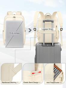 Backpacks For Women 15.6 Inches Waterproof Laptop Backpack Women's Backpack For University, Work, Travel, Beige - Multicolor - View 5