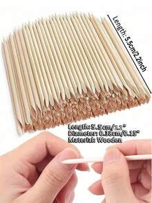 500 cái/350 cái/200 cái Que đẩy biểu bì bằng gỗ 55mm, tẩy sơn móng tay, dụng cụ làm móng, miếng dán móng, tẩy lông, sơn móng - Đồng - Xem 1