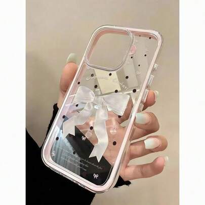 Polka Dot Silk Bow Tie Phone Case Compatible With Iphone 17 Pro Max/16/15/14, 13 Soft 12/11