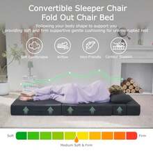 Sofá cama plegable 4 en 1 convertible con almohada cama plegable de espuma viscoelástica moderno sofá futón para sala de estar invitados/apartamentos gris oscuro - Gris-oscuro - Ver 4
