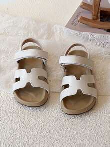 Dép xăng đan kiểu Boken mới cho trẻ em unisex mùa hè 2026, dép quai dán mềm mại, chống trượt, thoáng khí, dép đi biển cho trẻ nhỏ. - Màu be - Xem 3
