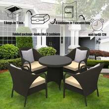 WOLKI - Juego de 4 cojines para exteriores para muebles de patio 19 x 19 x 3 pulgadas cojines de asiento impermeables de gran tamaño para jardín patio comedor color beige - Beis - Ver 6