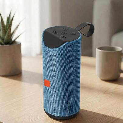 Bocina portátil inalámbrica Bluetooth tipo cilindro con correa para colgar, sonido potente, controles superiores integrados, diseño compacto y resistente para reuniones, casa, oficina, viajes, picnic y exteriores, ideal para música y llamadas