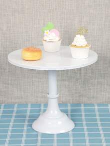 1pc White Cake Stand, Birthday Party Dessert Rack, Event Wedding Cake Dessert Metal Tray, Cupcake Display Platter And Stand - White - View 3