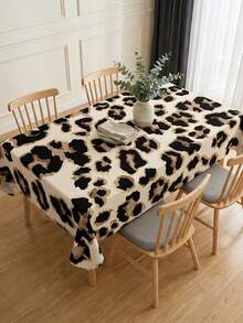 1pc Fashionable Leopard Print Tablecloth, Durable Polyester Table Cover With Ruffle Edges, Stain-Resistant Waterproof Washable Wrinkle-Free Table Protector, Suitable For Thanksgiving, Christmas, New Year Party, Weekend Brunch, Home Decor, Essential Dining Table, Kitchen, Wedding Decoration - Multicolor - View 12
