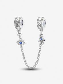 1pc 925 Sterling Silver Multi-Color Decorative Safety Chain, Suitable For DIY Bracelet Jewelry For Women - Silver - View 20