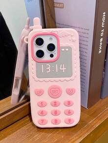 1pc New Fashionable Creative Big Phone Silicone Case, Pink Girly Style, Suitable For IPhone 17 Pro Max/16 Pro Max/16 Pro/15 Pro Max/14 Pro Max/13 Pro Max, Unique Personalized Phone Protective Cover - Pink - View 4