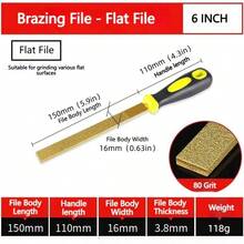 Bộ dũa kim loại phủ kim cương 6 inch, loại dũa phẳng/bán nguyệt/tròn, dụng cụ cầm tay đa năng dùng để làm sạch và đánh bóng kim loại và đá. - vàng - Xem 5