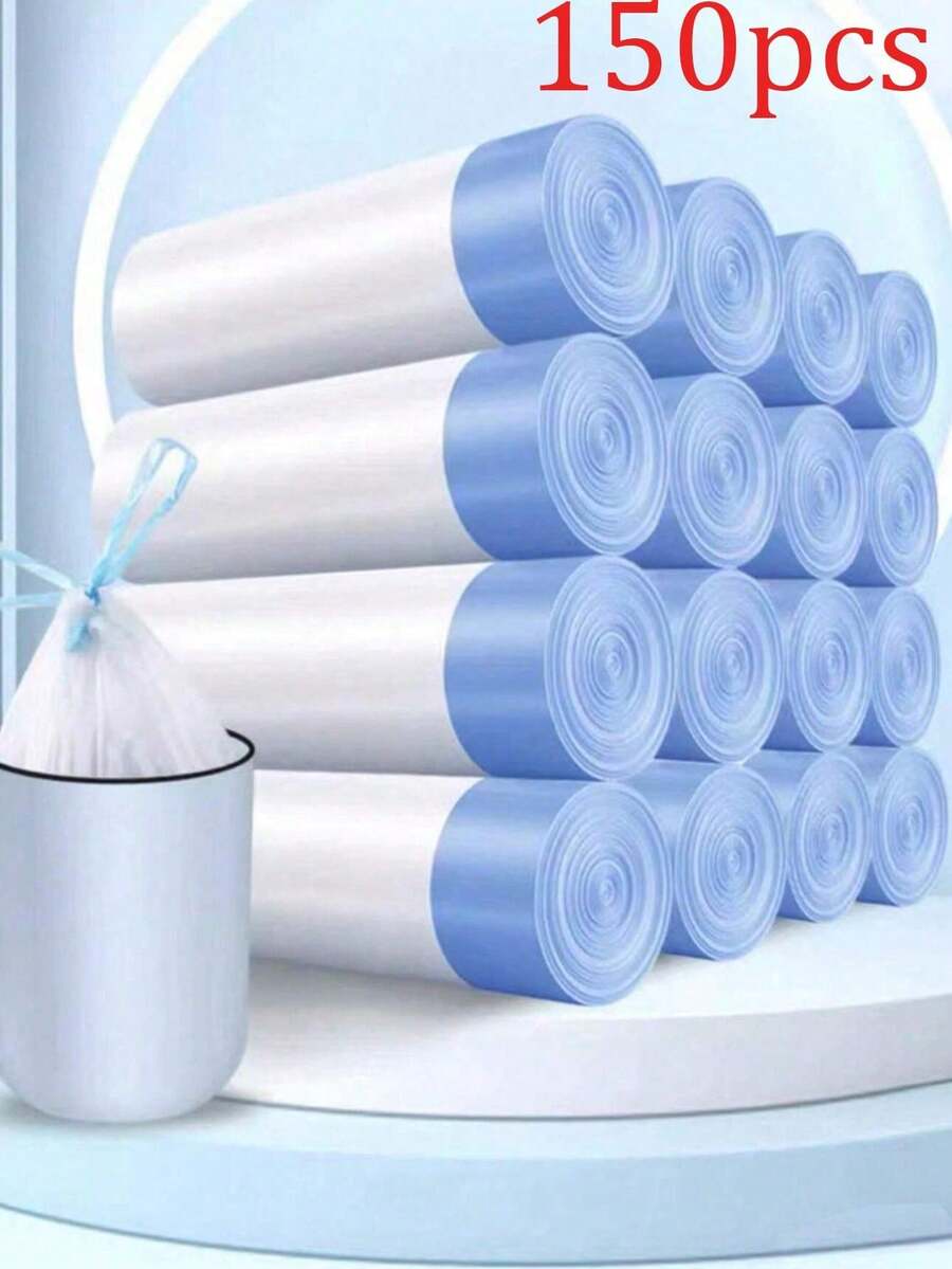 150/15个装特大号抽绳垃圾袋 - 50*45 一次性垃圾袋，宠物粪便袋 | 抽绳垃圾袋 | 便携式垃圾袋 | 防漏防臭垃圾袋，耐用、防漏、易撕设计，适用于客厅、卧室、浴室、卫生间、厨房、办公室清洁，必备家用垃圾袋