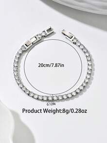 1 chiếc vòng tay đính đá sang trọng, thiết kế có thể điều chỉnh, với những hạt đá lấp lánh cao cấp giúp tôn lên vẻ ngoài của bạn. - Bạc A - Xem 7