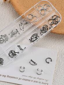 1Boxs Set Of Silver-Tone Metal Nail Charms In A Gothic-Punk Aesthetic, Featuring C-Shaped Pieces; These Y2K-Inspired, Dark-Style 3D Nail Decorations Including Studs And Rhinestones Are Perfect For DIY Acrylic Nail Art And Halloween-Themed Manicures. - Multicolor - View 5