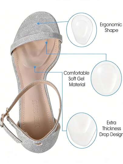 Gel Cushioning Pads For The Forefoot - Reusable High Heel Pads That Foot Pressure And Provide Non-Slip Shock Absorption Reusable Front Pads Specifically For High Heels, Slip-Resistant Shock-Absorbing Protectors Soft Gel Material For All-Day Foot Protection