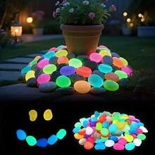 28 Oversized Luminescent Stones - Self-Lighting, Solar-Operated/Battery-Free , Ideal For Indoor/Outdoor Christmas, Garden, Aquarium, Party Decorations - Assorted Colors - Sturdy All-Weather Decoration - Multicolor - View 4