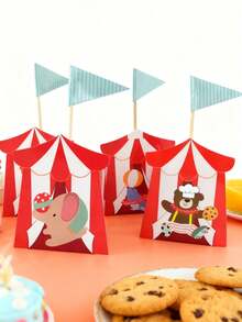 10Pcs Cute Cartoon Lion Candy Boxes Creative Circus Theme Animal Series Gift Boxes For Kids Baby Birthday Party Supplies - Multicolor - View 1