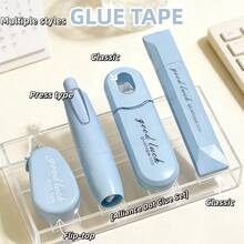 4 kiểu băng dính hai mặt độc đáo kèm con lăn, keo hai mặt liền mạch và bền chắc, có thể dán chắc chắn, thích hợp cho các dự án thủ công, tự làm sticker, sổ lưu niệm, đồ dùng học tập và văn phòng phẩm, đóng gói quà tặng. - Nhiều màu - Xem 4