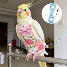 1pc Flight Leash + 1pc Bird Outfit, Ultra-Light Bird Leash Set, Fashionable Cute Cartoon Bird Diaper Pants Clothes, No Foot Damage, Dedicated Bird Walking Flight Leash, Diaper Flight Suit, Suitable For Bird Outdoor Dressing And Flight Use - View 2