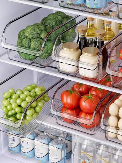 1pc/Refrigerator Drawer Storage Box - Pull-Out Fridge Organizer Bin For Eggs, Vegetables & Food, Clear Transparent Design, No-Drill Installation, Maximize Fridge Space