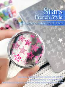 XEIJAYI 1件装美甲印花板，星形法式美甲模板，金属印花板，适用于专业美甲师，DIY美甲设计工具 - 銀色 - 查看 5