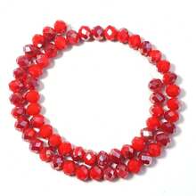 1pc Faceted Abacus Bead Crystal Flat Bead Multi-Color Loose Beads, Fashionable Colorful Cute Electroplated Versatile All-Match DIY Beads For Bracelets, Necklaces, Jewelry Making, Phone Straps, Keychains - Semi-electroplated Red Porcelain - View 9