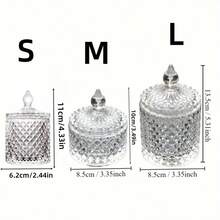 1pc Crystal Glass Storage Jar With Lid, Jewelry Organizer, Candle Holder, Gift, Wedding/Birthday Desktop Decor, Kitchen Supplies, Christmas Gift - Multicolor B - View 4