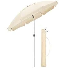 Beach Umbrella Portable Tilting Parasol Sun Shade With UV Protection - Cream - 查看 1
