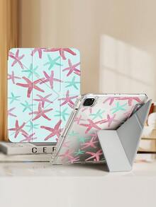1pc Cute Cartoon Tricolor Starfish Double-Sided Acrylic Transparent Crystal Back Cover, Shock-Resistant And Durable, Suitable For IPad 7th, 8th And 10th Generation (10.2 Inch). It Has A Built-In Pen Slot And Supports Sleep/Wake Function. An Ideal Gift For Halloween And New Year. - Multicolor - View 2