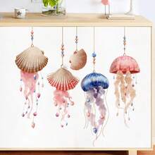 Decoraciones de pared con calcomanías de medusas de colores de verano y pegatinas para ventanas para baño, cocina y dormitorio - Pegatinas autoadhesivas y removibles para bañera, ventana de vidrio, puerta y ventana de vidrio del baño - A - Ver 5