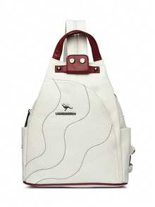 女士真皮双肩包 拉链女式胸包 旅行背包 女士背包 青少年女孩书包 Sac A Dos - 白色 - 查看 3