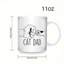 11 Oz Cat Dad Mug - Funny Cat Paw And "CAT DAD" Fist Design Ceramic Coffee Mug, Black Interior And Handle, Dishwasher And Microwave , Suitable As A Gift For Cat Lovers, Father's Day, Birthdays, Christmas - Novelty Tea/Cocoa Mug, Unisex, Father's Day Gift, Coffee Mug, Father's Day Mug, Coffee Mug, Halloween Mug, Father's Day Gift, Funny Coffee Mug, Father's Day Gift For Dad, Office, Halloween Mug, Father's Day Mug, Mug With Funny Quotes, Coffee Mug, Happy Father's Day, Father's Day Cup, Father's Day Gift, Coffee Mug, Halloween Coffee Mug, Father's Day Gift - 白色的 - 查看 9