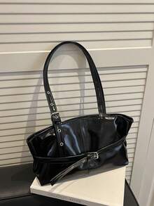 韩版时尚简约通勤手提包，新款个性化时尚大容量手提包，优雅单肩包 - 黑色 - 查看 1