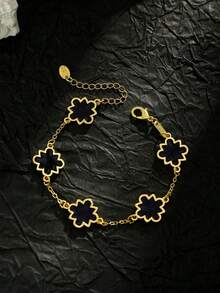 1件装极简几何图案黑色滴油手链（女士款） - 黑色 - 查看 7