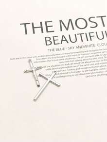 1件波西米亚风格十字架形宗教元素吊坠，适合日常佩戴 - 銀色 - 查看 2