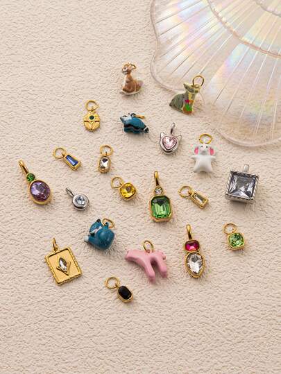 1Pc High-End Niche Enamel Drip Pendant Accessories, 18k Stainless Steel Material, Featuring Pattern Elements Such As , Raccoon, Groundhog, Squirrel, Pink Pony, Elephant, Etc. Waterproof And Fade-Resistant, Suitable For Women Or Couples, Bracelet Pendant Accessories, Jewelry Pendant, Necklace Pendant Accessories, Summer Jewelry Design, Mobile Phone Chain Pendant Accessories, Keychain Pendant Accessories.