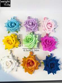 imoli 一对波西米亚风涤纶拉菲草3D玫瑰花耳环,小众礼物,适合女性海滩度假 - 彩色 - 查看 4