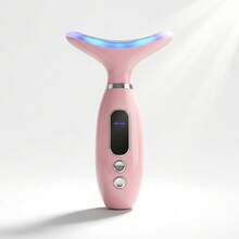 500mAh可充电面部颈部美容按摩器，家用颈脸按摩器，振动加热按摩仪，女士护肤礼品，圣诞礼物 - 彩色 - 查看 14