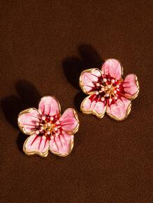 优雅的法式珐琅花卉耳环，百搭复古浪漫流苏耳环，适合夏季工作和日常佩戴。 - 彩色 - 查看 4