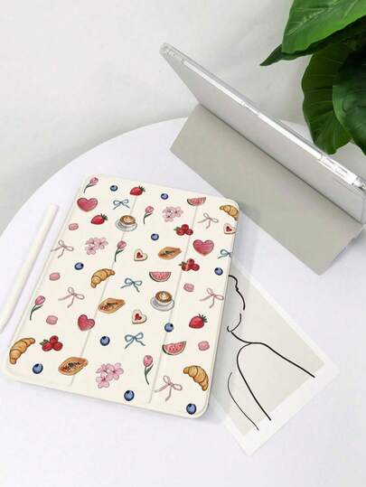 Ốp lưng điện thoại phẳng tối giản họa tiết nơ và trái cây