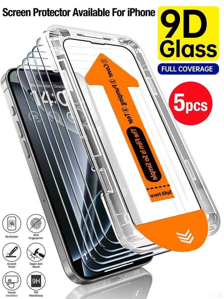 ZYONS Bộ 5 miếng dán màn hình điện thoại bằng kính cường lực chống sốc, độ phân giải cao, tự làm sạch, tương thích với iPhone 17 Pro Max, kính cường lực 9H, phủ toàn màn hình, chống bám vân tay, không bọt khí, dễ dàng lắp đặt, tương thích với dòng 17 Pro Max/17 Air/16 Plus/16 E/16/15 Pro Max/14 Pro Max/13 Mini/12/11. Quà tặng sinh nhật, quà tặng mùa xuân, quà kỷ niệm. - 5 cái - Xem 34