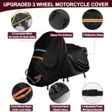 [Best Sell]Trike Motorcycle Cover Waterproof Outdoor Storage Cover For 3-Wheel Motorcycles Heavy Duty 420D Oxford Fabric Shelter With Zipper For Antenna Rain Snow Protection - Richer-104"x66"x45" - View 5