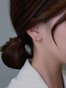 1 Đôi bông tai bạc 4 chấu hình cào, đính đá Zirconia siêu nhỏ, bông tai cô dâu lấp lánh thanh lịch, quà cưới, phụ kiện cho phù dâu, thích hợp cho lễ cưới tại nhà thờ/tiệc cưới/chụp ảnh cưới. - Nhiều màu - Xem 8