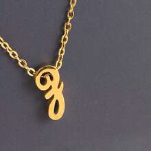 1pc Minimalist Stainless Steel 26 Initial Letter Necklace Pendant, Suitable For Commuting And Daily Wear - Yellow Gold - View 21