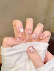 10pcs Handmade,Nail,Press On Nails,Valentine's Day,Gift,Spring And Summer Nails,Round Nails,Spring Nail,Nails Press On,Press On Nails Short,Fake Nails,Short Nails,Press On Nails Acrylic,Handmade Press On Nails,Detachable And Reusable ﻿ - Multicolor - View 7