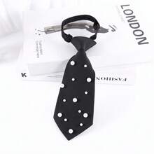 1 件女士黑色水钻领带，奢华美学高端领结，学院风衬衫领结，百搭，适合日常穿着 - 黑色 - 查看 18