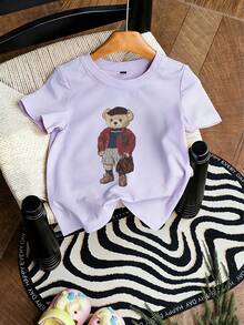 3pcs Baby Girl Floral Print Short Sleeve T-Shirt Set, Casual Young Baby Girl Summer Tops For Playtime - Multicolor - View 4