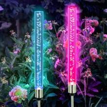 Solar Powered Bubble Cylinder LED Reed Lamp, Wind-Powered, Suitable For Garden, Community, Yard Decor Lighting, Gift - Multicolor - View 9